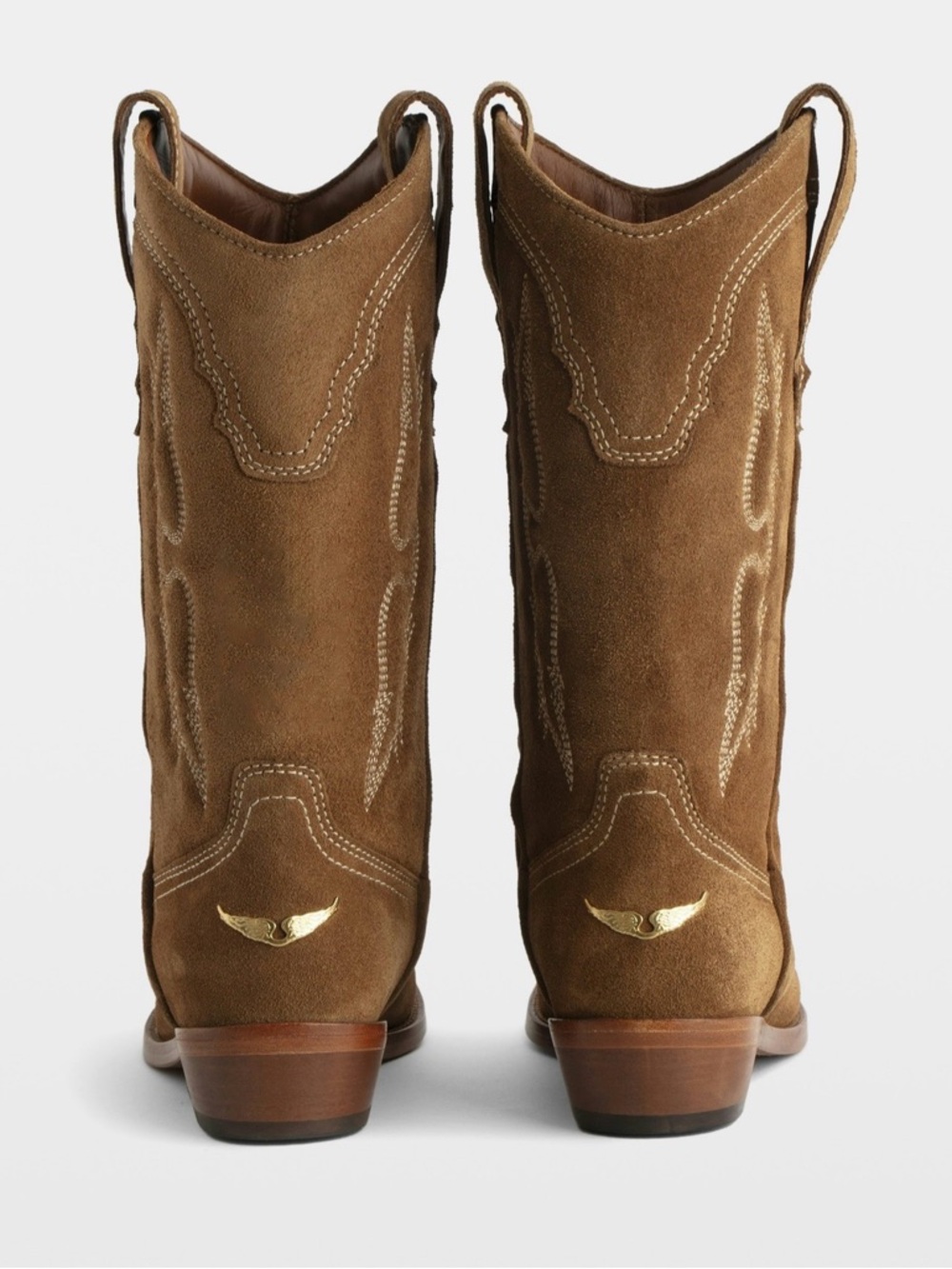 ZADIG & VOLTAIRE Women's Tex Almond Toe Western Boots in Cognac Size: EU 37/US 6 - Picture 5 of 13